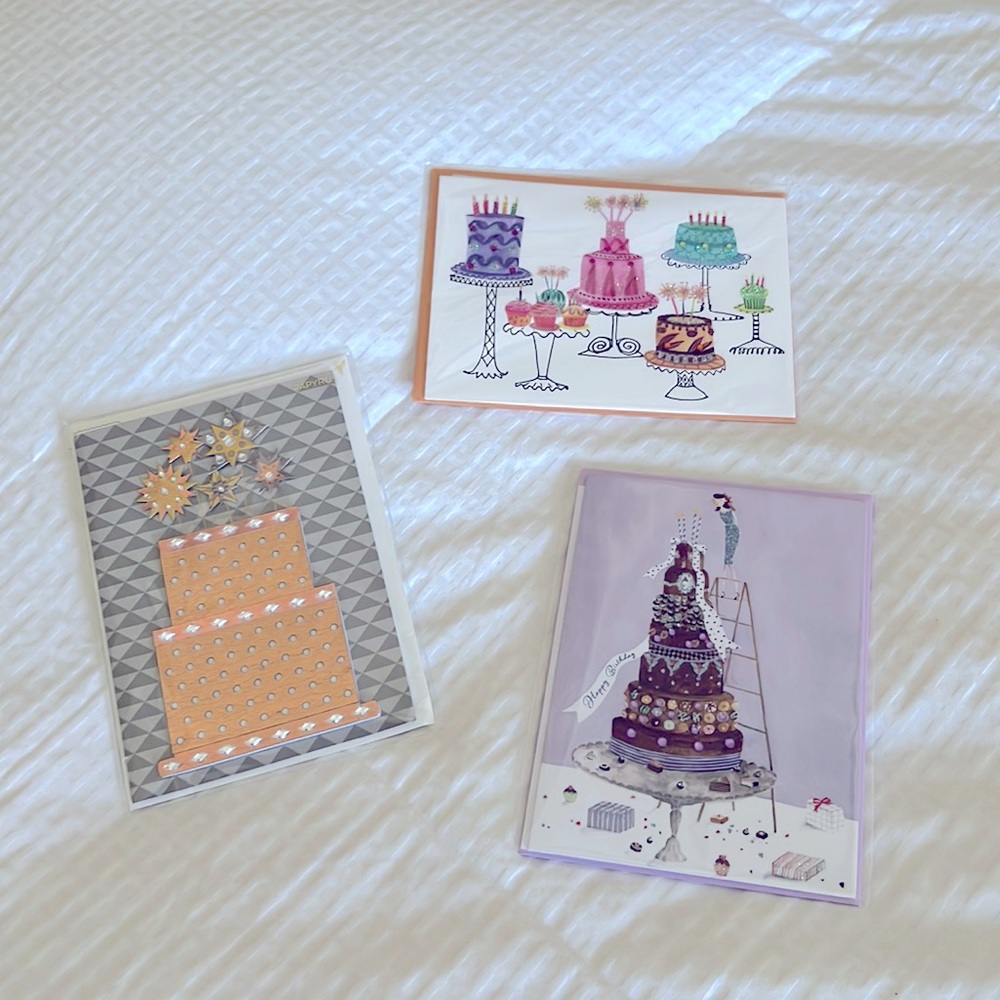 3 Beautiful Papyrus Birthday Cake Birthday Cards - NWT